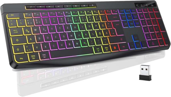 Tastatur Tecurs, beleuchtet, Funk USB